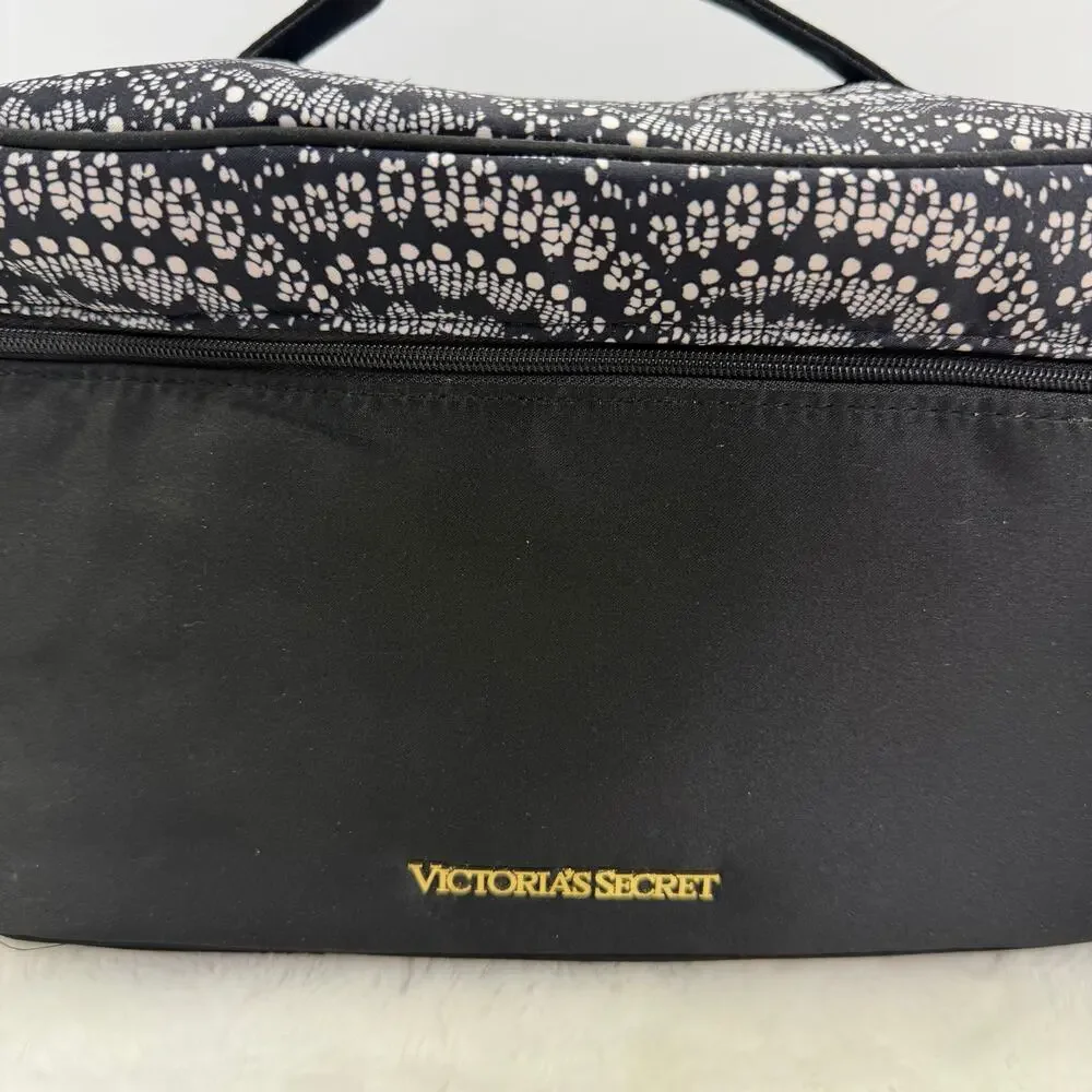 Victoria's Secret Black & White Bra Panty Lingerie Travel Bag